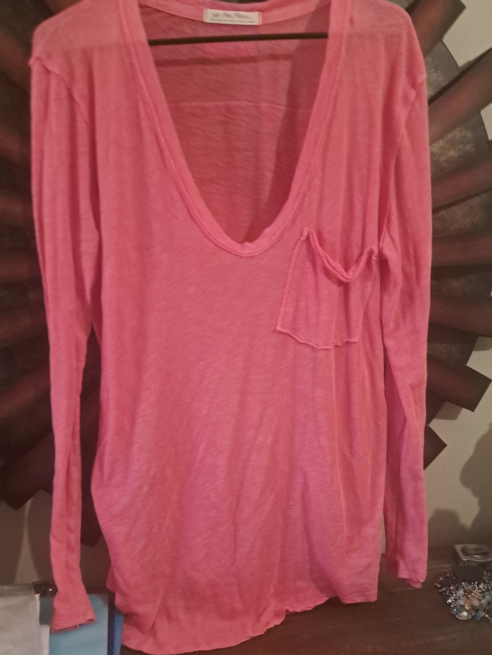 We The Free The One Lightweight Peachy Pink Scoop Neck Long-Sleeve Top Euc